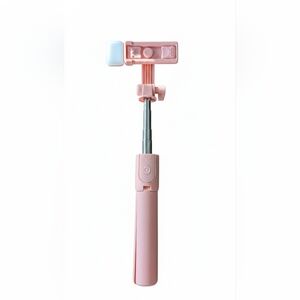 Pink and Black Bluetooth Selfie Stick Tripod with LED Light & Remote